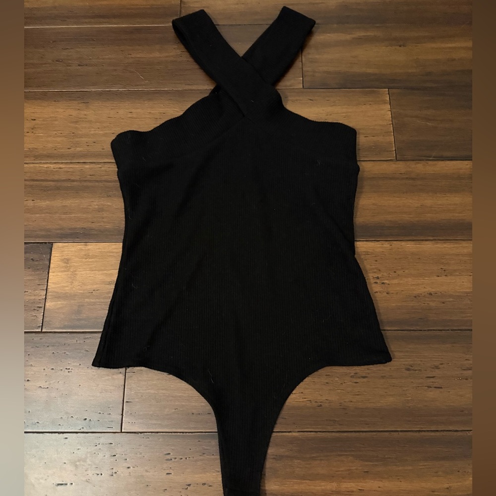 Steve Madden Black Ribbed Bodysuit - Size Medium